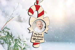 Candy Cane SVG Baby Photo My First Christmas Ornament Laser Product Image 1