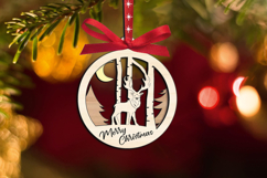 SVG Deer Wood Merry Christmas Ornament Laser Holiday Present Product Image 1