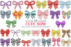 Cute Bow | Clipart SVG EPS PNG Ribbon Heart Polka Dot Stripe Product Image 1
