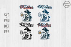 Stay Positive Pirate Shark Skeleton Beer Retro Trendy Product Image 1