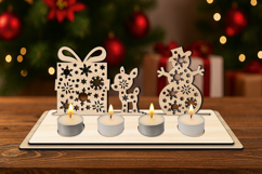 Christmas Candles Holder SVG Snowman Deer Present Laser Gift Product Image 1