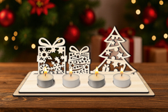 Christmas Decoration Holiday Candles Holder SVG Laser Gift Product Image 1