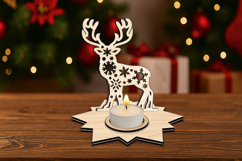 Christmas Deer SVG Holiday Candle Holder Tree Star Base Gift Product Image 1