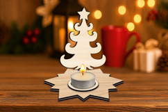 Christmas Holiday Tree SVG Candle Holder Winter Design Gift Product Image 1