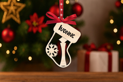 Christmas Letter I Sock SVG Ornament Monogram Alphabet Laser Product Image 1