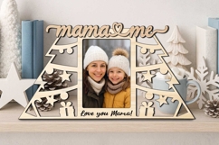 Christmas Mama and Me SVG Winter Photo Frame Laser Present Product Image 1