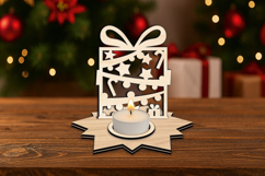 Christmas Pattern Holiday Present SVG Laser Candle Holder Product Image 1