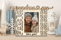 Christmas Penguin Grandma and Me SVG Photo Frame Laser Gift Product Image 1
