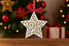 Christmas Star Ornament Laser SVG Present Holiday Gift Product Image 2