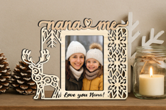 Christmas SVG Nana and Me Deer Photo Frame Laser Gift Home Product Image 1