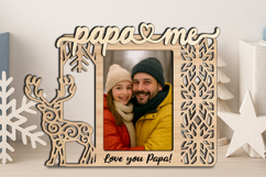 Christmas SVG Papa and Me Photo Frame Gift Winter Deer Woods Product Image 1