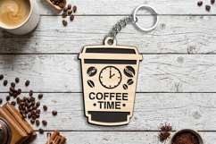 Coffee Time Cup Keychain SVG Laser Present Takeaway Clock Product Image 1