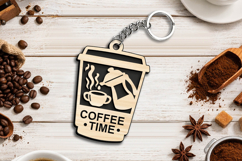 Coffee Time Cup Mug Keychain Gift SVG Laser Present Takeaway Product Image 1