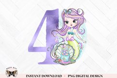 4th Birthday Mermaid PNG For Sublimation Or Printing Product Image 1