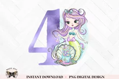 4th Birthday Mermaid PNG For Sublimation Or Printing Product Image 1