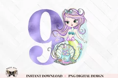 9th Birthday Mermaid PNG For Sublimation Or Printing Product Image 1