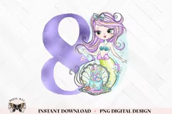 8th Birthday Mermaid PNG For Sublimation Or Printing Product Image 1