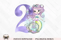 2nd Birthday Mermaid PNG For Sublimation Or Printing Product Image 1
