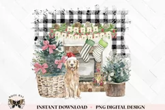 Farmhouse Christmas Buffalo Plaid Christmas Scene PNG Product Image 1
