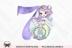 7th Birthday Mermaid PNG For Sublimation Or Printing Product Image 1
