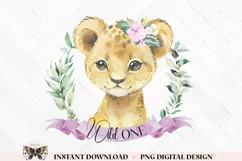 Girls Baby Lion Wild ONE Sublimation Design Product Image 1