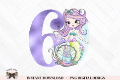 6th Birthday Mermaid PNG For Sublimation Or Printing Product Image 1