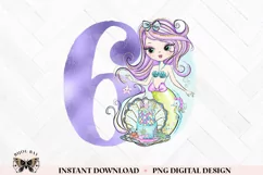 6th Birthday Mermaid PNG For Sublimation Or Printing Product Image 1