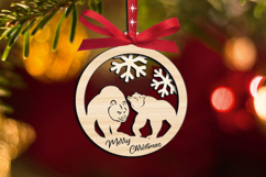 Couple Bear Merry Christmas SVG Ornament Holiday Laser Decor Product Image 2