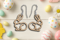 Couple Bunnies Easter Earring SVG Laser Accessory Gift Her Product Image 1