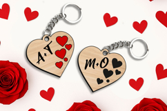 Cute Hearts Romantic Key Chain SVG Valentines Day Gift Laser Product Image 1