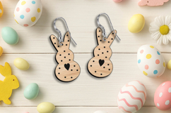 Cute Holiday Easter bunny Earrings Laser SVG Present Gift Product Image 1