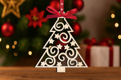Winter Pattern Christmas Tree Ornament SVG Laser Present Product Image 2