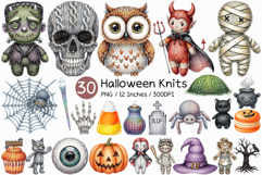 Halloween Knits | Doll spooky Texture Cute pumpkin ghost PNG Product Image 1