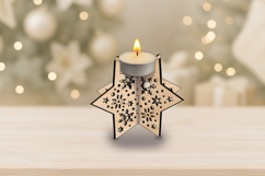 Snowflakes Laser SVG Christmas Candle Holder Star Present Product Image 2
