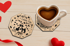 SVG Octagon Kitty Loves You Valentine Day Coaster Laser Love Product Image 2