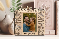 Dad and Me Jungle Leaves SVG Photo Frame Laser Digital Gift Product Image 1