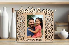 Daddy and Me SVG Swirls Abstract Design Photo Frame Laser Product Image 1