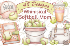 Whimsical Softball Mom Clipart PNG Game Day Mom Graphics Product Image 1