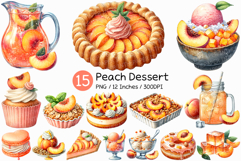 Peach Dessert | Watercolor Fruit Summer Sweet Bakery PNG Product Image 1