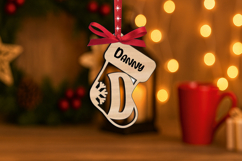 Christmas Sock Letter D SVG Ornament Monogram Laser Alphabet Product Image 2