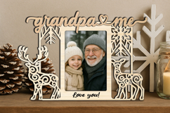 Deer Couple Christmas SVG Winter Grandpa and Me Photo Frame Product Image 1