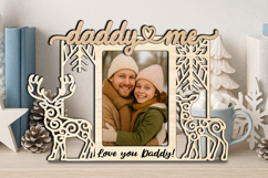 Deer Couple SVG Christmas Daddy Me Photo Frame Gift Winter Product Image 1