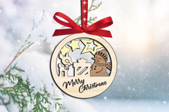 Deer Snowman SVG Merry Christmas Ornament Gift Laser Holiday Product Image 1