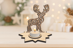 Deer Stag Holiday Candle Holder SVG Christmas Tree Star Gift Product Image 1