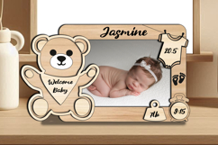 Bear SVG Baby Picture Frame Sign Newborn Photo Gift Board Product Image 2