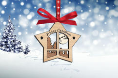 SVG Merry Christmas Star Ornament Holiday Scene Laser Decor Product Image 3