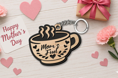 Cup of Coffee Mother's Day Letter Keychain Gift SVG Laser Product Image 2