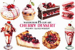 Cherry Dessert | Watercolor Fruit Summer cake pastry bakery Product Image 1