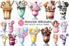 Monster Milkshake | Watercolor Clipart Dessert Drink PNG Art Product Image 1