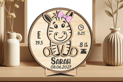 Zebra Baby Announcement Round Board Circle Sign SVG Laser Product Image 2